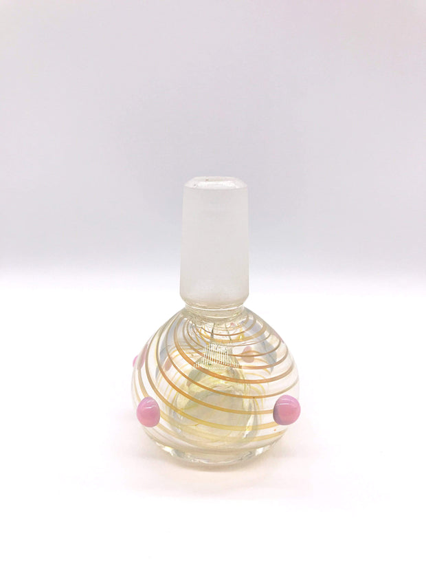 Smoke Station Waterpipe Bowl Pink Thick Fumed Waterpipe Bowl with Linework Fuming - 14mm