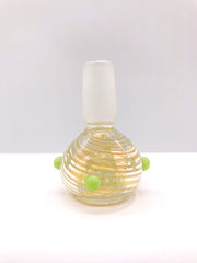 Smoke Station Waterpipe Bowl Teal Thick Fumed Waterpipe Bowl with Linework Fuming - 14mm