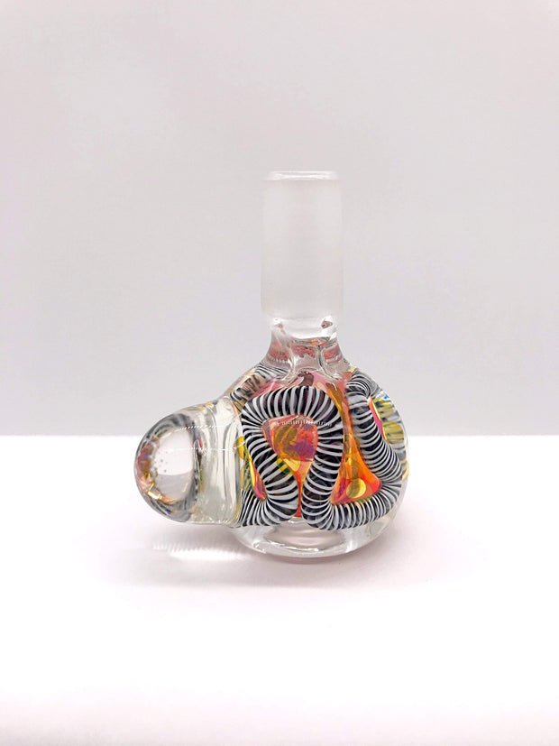 Smoke Station Waterpipe Bowl Black & White Thick Fumed Waterpipe Bowl with Ribbon and Bubble Handle