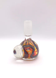Smoke Station Waterpipe Bowl Blue & Red Thick Fumed Waterpipe Bowl with Ribbon and Bubble Handle