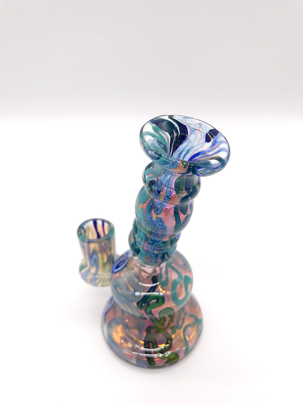 Smoke Station Water Pipe Color Ribbon Pattern Thick Gold Fumed inside out banger hanger