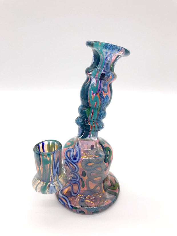 Smoke Station Water Pipe Color Ribbon Pattern Thick Gold Fumed inside out banger hanger