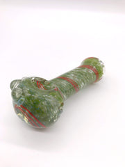 Smoke Station Hand Pipe Green-Red Thick Green Spoon with Lines Hand Pipe