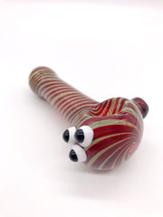 Smoke Station Hand Pipe Red Thick Green Spoon with White and Yellow Baubles Hand Pipe