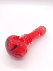 Smoke Station Hand Pipe Thick Red Spoon with Flower Pattern Hand Pipe
