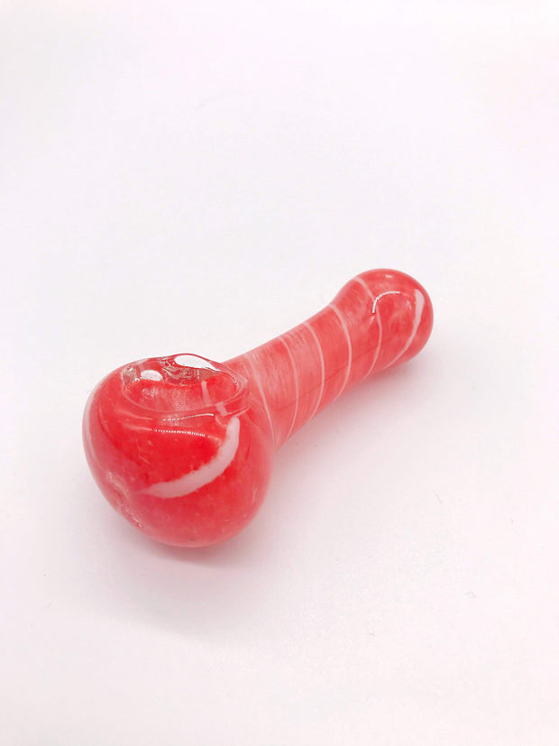 Smoke Station Hand Pipe Thick Red Spoon with White Stripe Hand Pipe