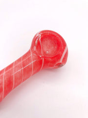 Smoke Station Hand Pipe Thick Red Spoon with White Stripe Hand Pipe