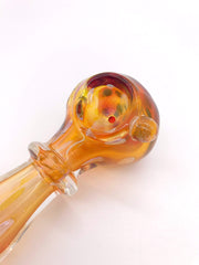 Smoke Station Hand Pipe Thick Silver-Fumed Amber Spoon with Silver-Fumed Drops Hand Pipe