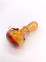 Smoke Station Hand Pipe Red-Spot Thick Silver-Fumed Amber Spoon with Silver-Fumed Drops Hand Pipe