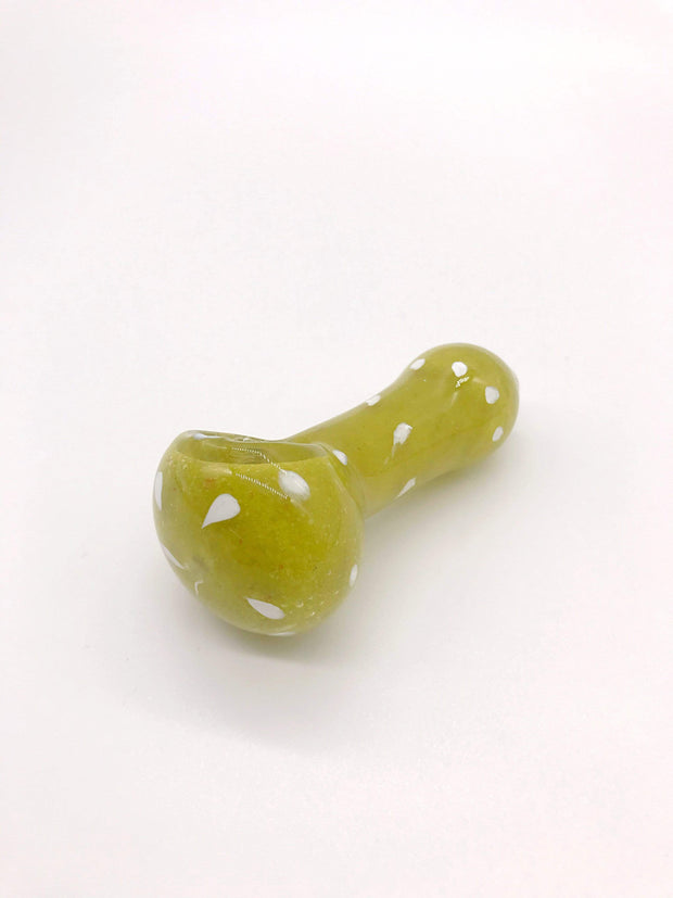 Smoke Station Hand Pipe Green Thick Solid Color Spoon with White Drops Hand Pipe