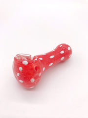 Smoke Station Hand Pipe Red Thick Solid Color Spoon with White Drops Hand Pipe