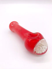 Smoke Station Hand Pipe Red Thick Spoon with Giant White Bauble Hand Pipe