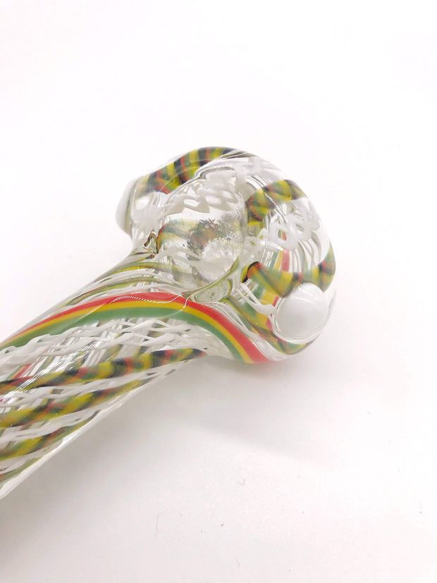 Smoke Station Hand Pipe Multicolored Thick Spoon with Multicolored Linework Hand Pipe
