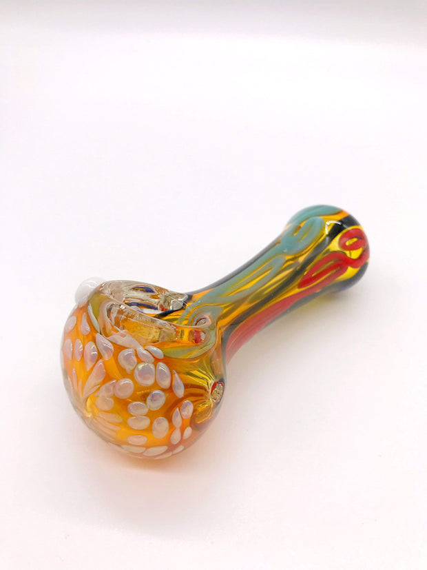 Smoke Station Hand Pipe White-Bubbles Thick Spoon with Ribbon Hand Pipe