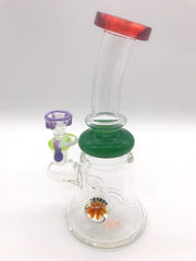 Smoke Station Water Pipe Orange-Flower Thick Teardrop Water Pipe with Super Heady Slyme Dripper Bowl and Bauble