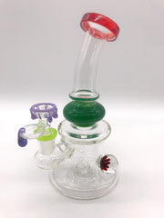 Smoke Station Water Pipe Purple-Flower Thick Teardrop Water Pipe with Super Heady Slyme Dripper Bowl and Bauble