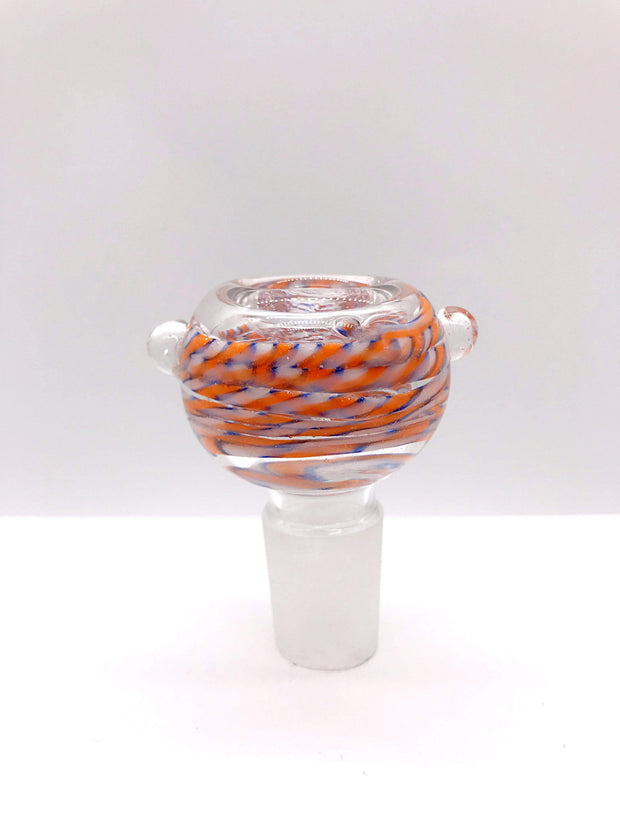 Smoke Station Waterpipe Bowl Orange Ribbon Thick Waterpipe Bowl with Ribbon Work - 19mm