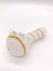 Smoke Station Hand Pipe Thick White Spoon with Yellow Lines Hand Pipe