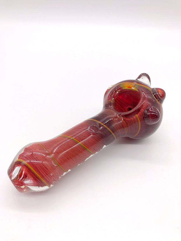 Smoke Station Hand Pipe Blood-Red Thick White Spoon with Yellow Lines Hand Pipe