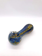Smoke Station Hand Pipe Blue Thick Wire Ribbon and Speckle Spoon Hand Pipe