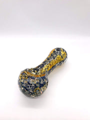 Smoke Station Hand Pipe Yellow Thick Wire Ribbon and Speckle Spoon Hand Pipe