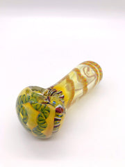 Smoke Station Hand Pipe Green-Yellow Thick Yellow Spoon with Ribbon