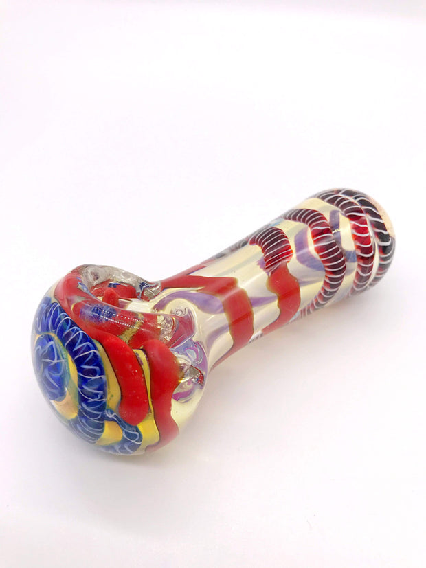 Smoke Station Hand Pipe Red Thick Yellow Spoon with Ribbon