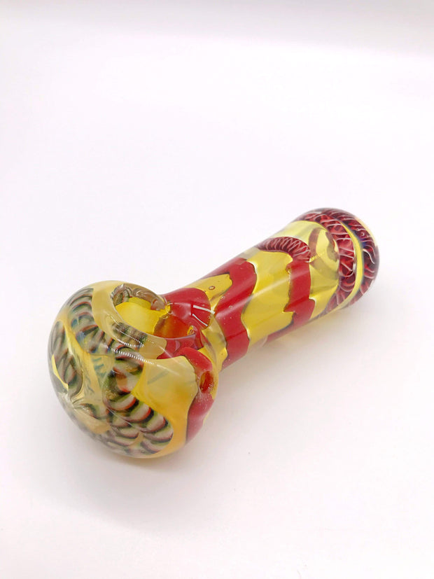Smoke Station Hand Pipe Red-Yellow Thick Yellow Spoon with Ribbon