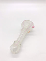 Smoke Station Hand Pipe Pink White UV-Reactive Spoon Hand Pipe