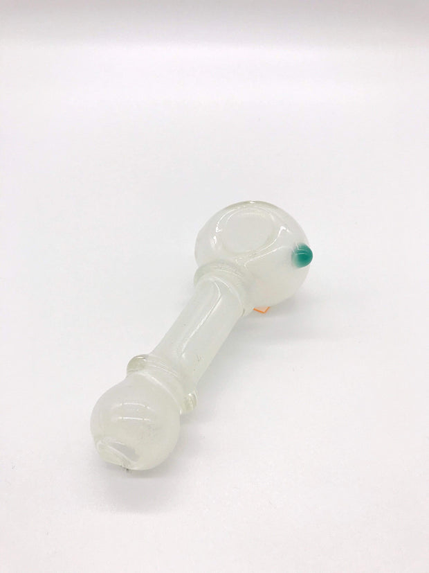Smoke Station Hand Pipe Teal White UV-Reactive Spoon Hand Pipe