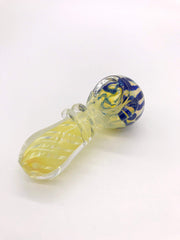 Smoke Station Hand Pipe Yellow Linework Spoon with Fumed Bowl Grip Hand Pipe