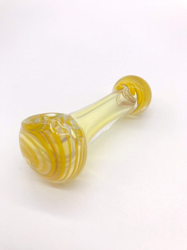 Smoke Station Hand Pipe Yellow-Clear Yellow Spoon with Clear Neck Hand Pipe