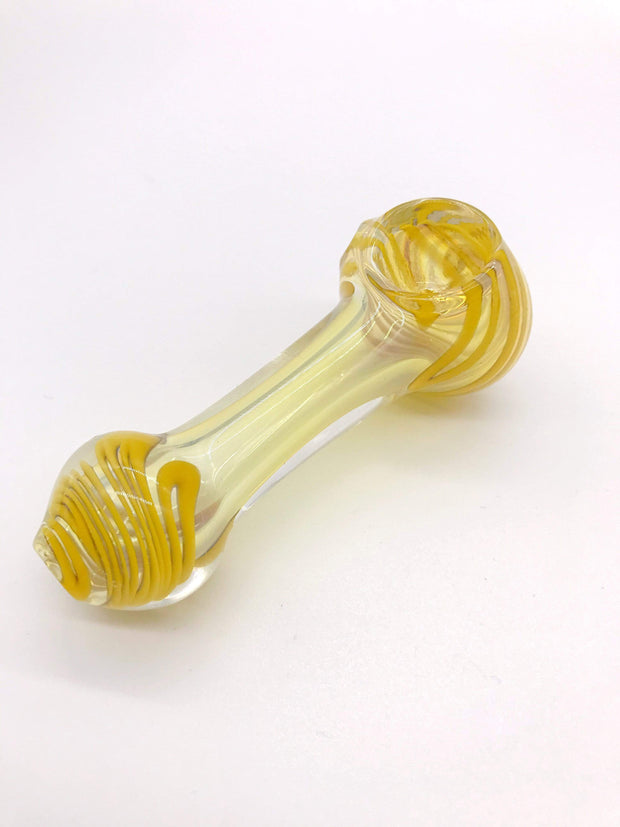 Smoke Station Hand Pipe Yellow-Clear Yellow Spoon with Clear Neck Hand Pipe