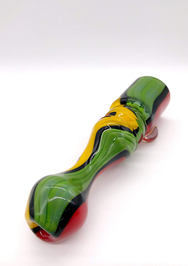 Smoke Station Hand Pipe Red-Green-Yellow Zenesis Glass American UV Chillum Hand Pipe