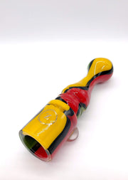 Smoke Station Hand Pipe Red-Green-Yellow Zenesis Glass American UV Chillum Hand Pipe