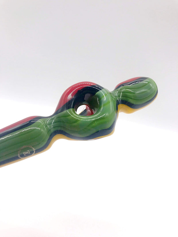 Smoke Station Hand Pipe Red-Green-Yellow Zenesis Glass American UV DIffuser Nectar Collector